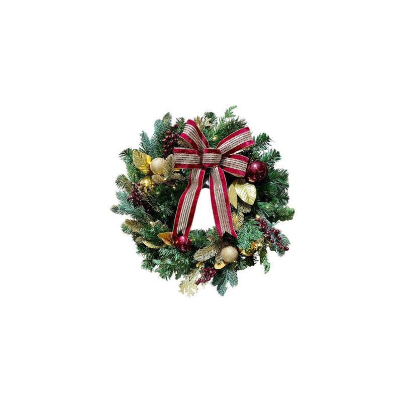 24" pre-lit gold Christmas wreath