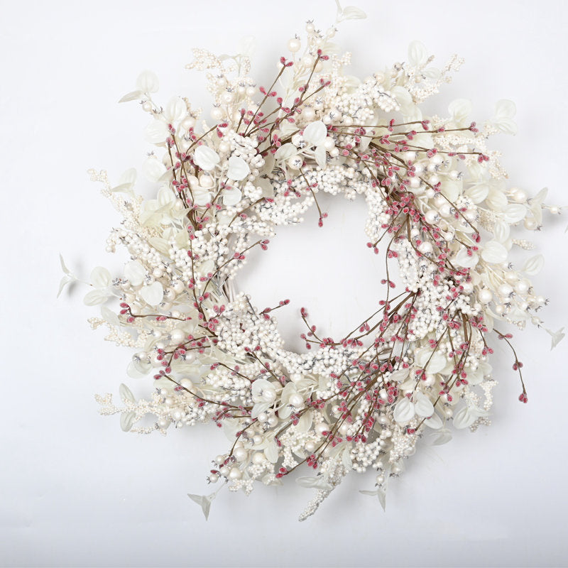 36" Spruce Christmas Wreath hung on a wooden door