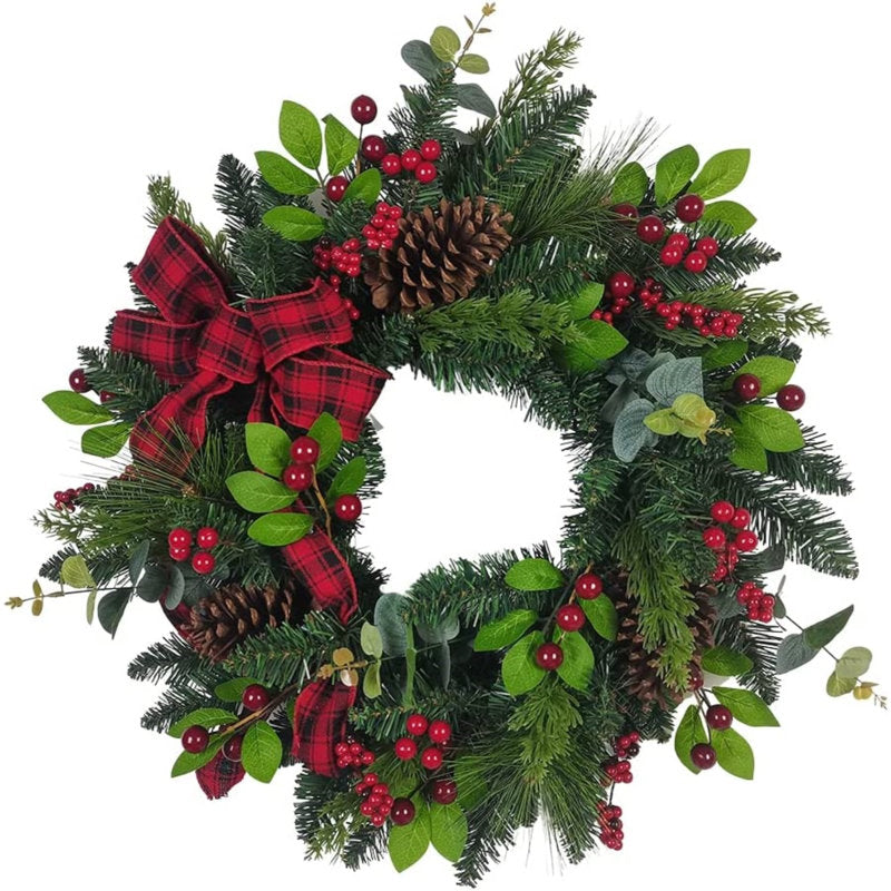 24" Christmas Wreath as a festive door display