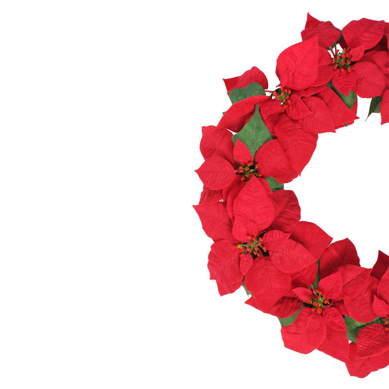 30" Pre-Lit Christmas Wreath hung on a wooden door