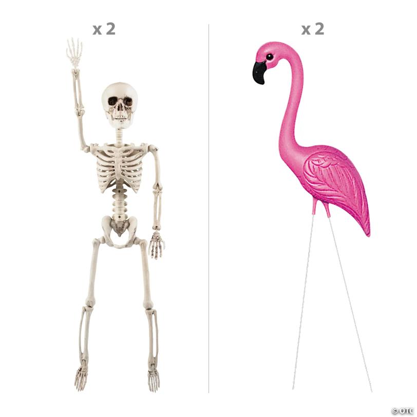 24" Halloween Poseable Skeletons on Flamingos Decorating Kit - 4 Pc.