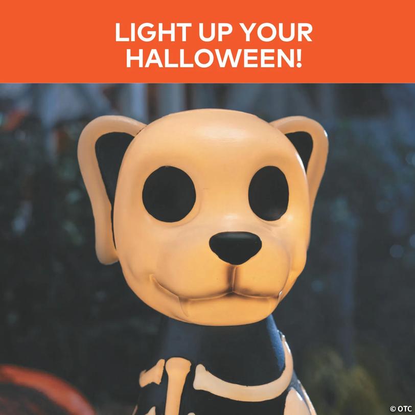 24" Light-Up Skeleton Dog Blow Mold with C7 LED Halloween Decoration
