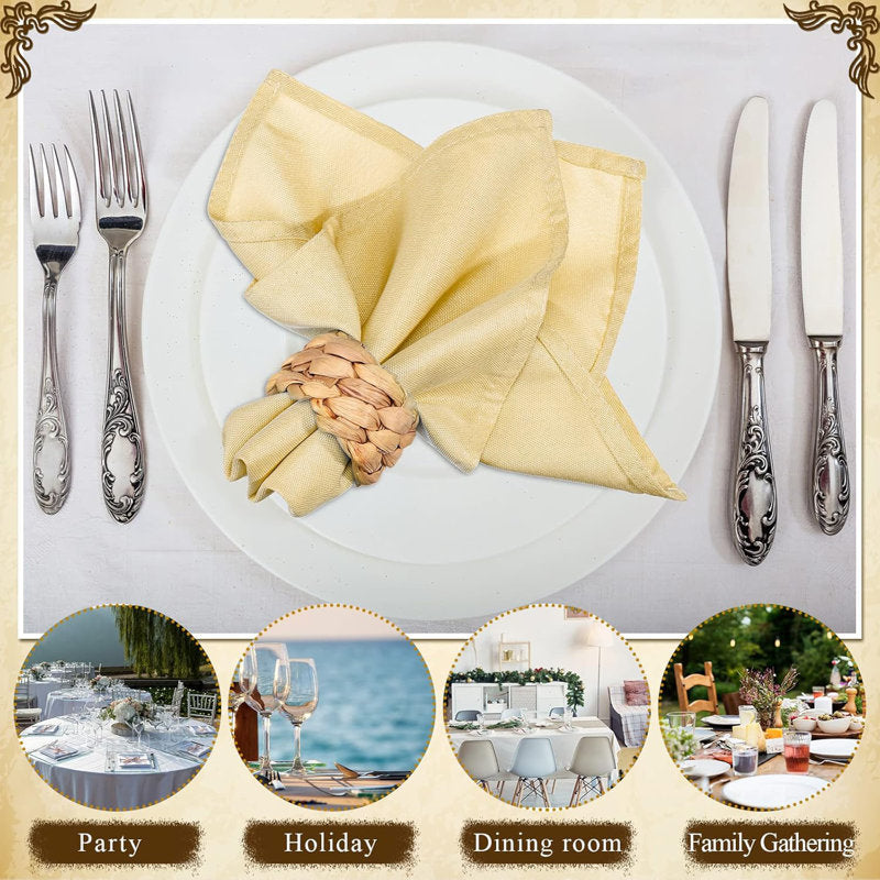24 Pack Boho Woven Napkin Rings Set, Natural Rattan Water Hyacinth Napkin Holders, Rustic Farmhouse Table Decor For Wedding Thanksgiving Dining Party