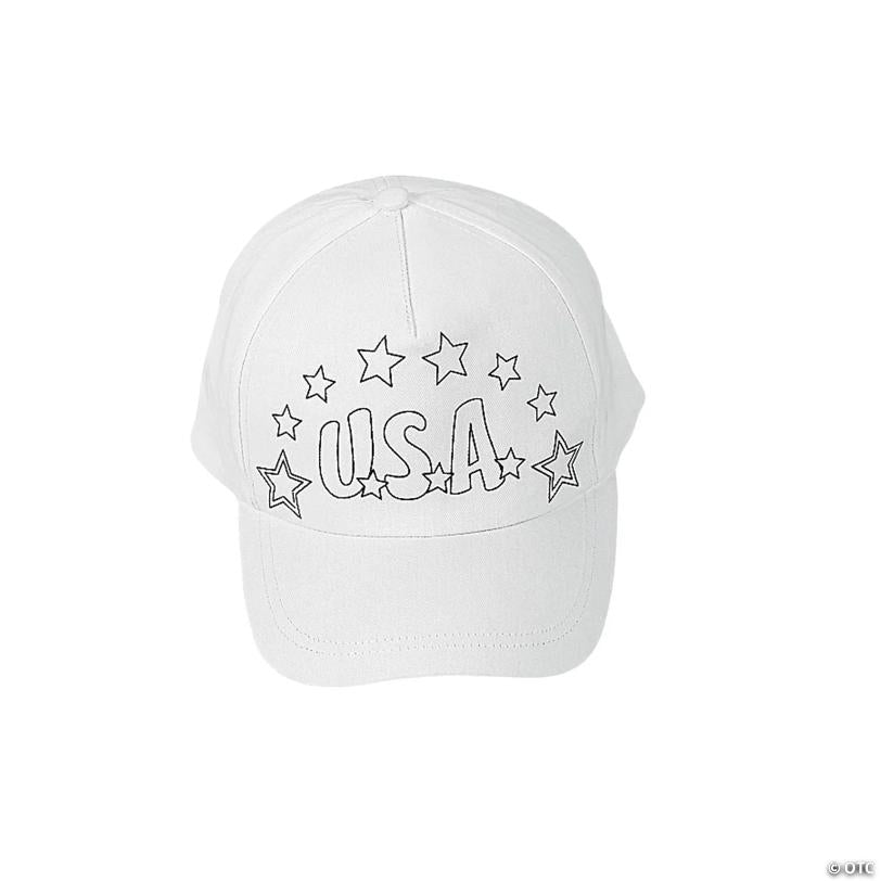 24" circ. Color Your Own Patriotic USA Polyester Baseball Caps - 12 Pc.