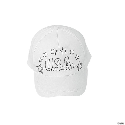 24" circ. Color Your Own Patriotic USA Polyester Baseball Caps - 12 Pc.