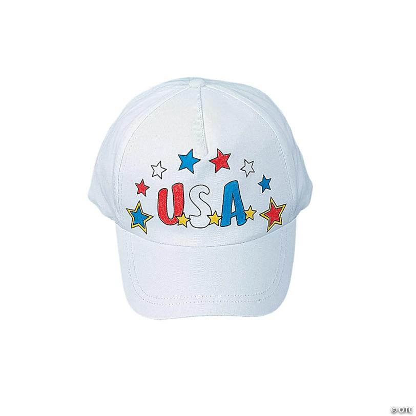 24" circ. Color Your Own Patriotic USA Polyester Baseball Caps - 12 Pc.