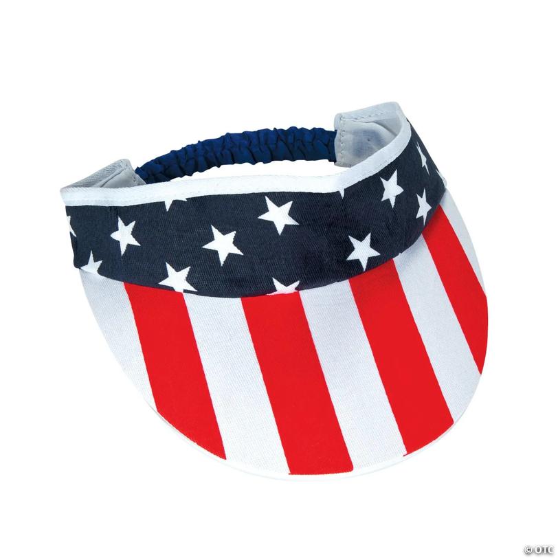 24" circ. Patriotic Stars & Stripes US Flag Polyester Visors - 12 Pc.