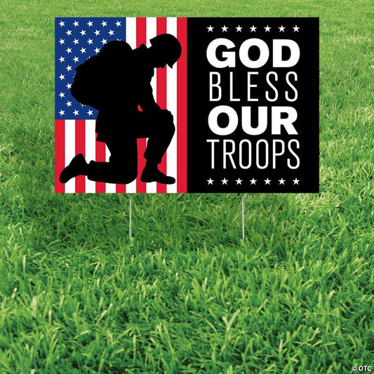 24" x 16" God Bless Our Troops Yard Sign