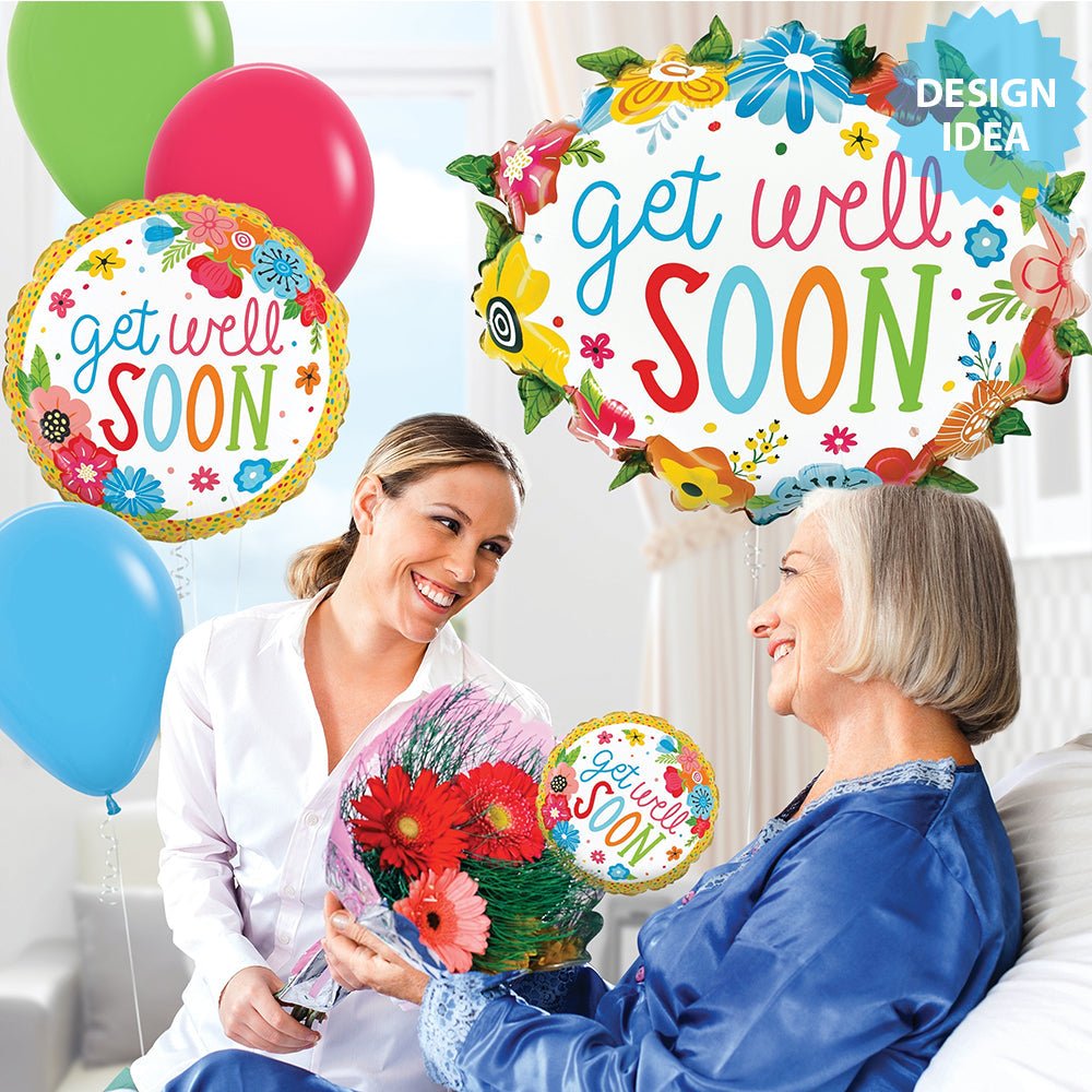 Foil Balloon Get Well Floral Wreath 25 Inch