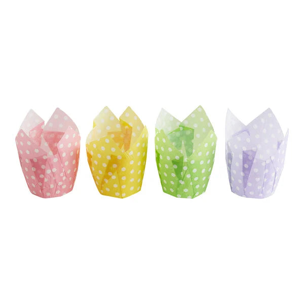 Medium Tulip Baking Cups, 2" x 3 1/2", Choose from 10 colors and Patterns, 125 count