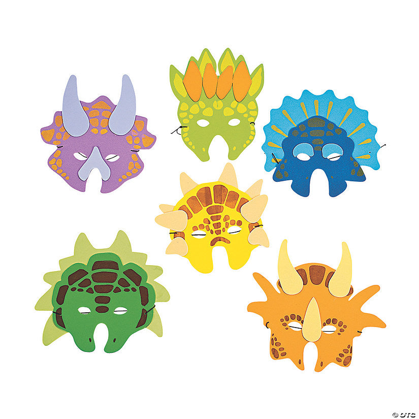 Per Dozen: Dinosaur Masks- 12 Pc. | USA Decoration®