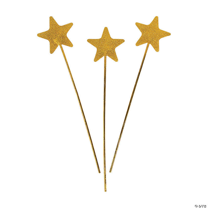 Per Dozen: Gold Glittery Star Wands- 12 Pc. | USA Decoration®
