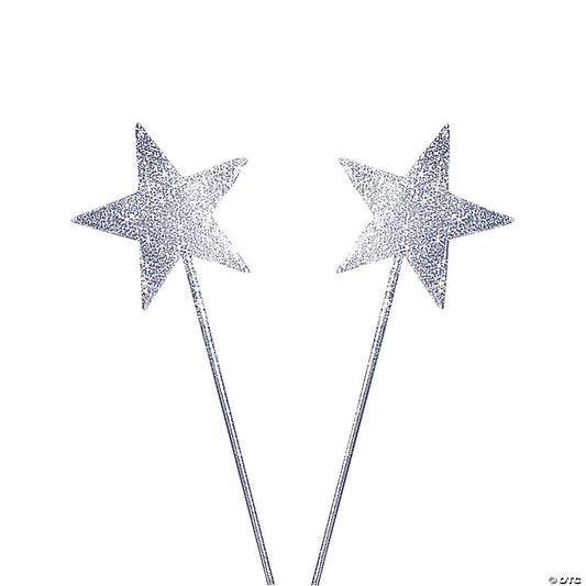 Silver Glittery Star Wands- 12 Pc.