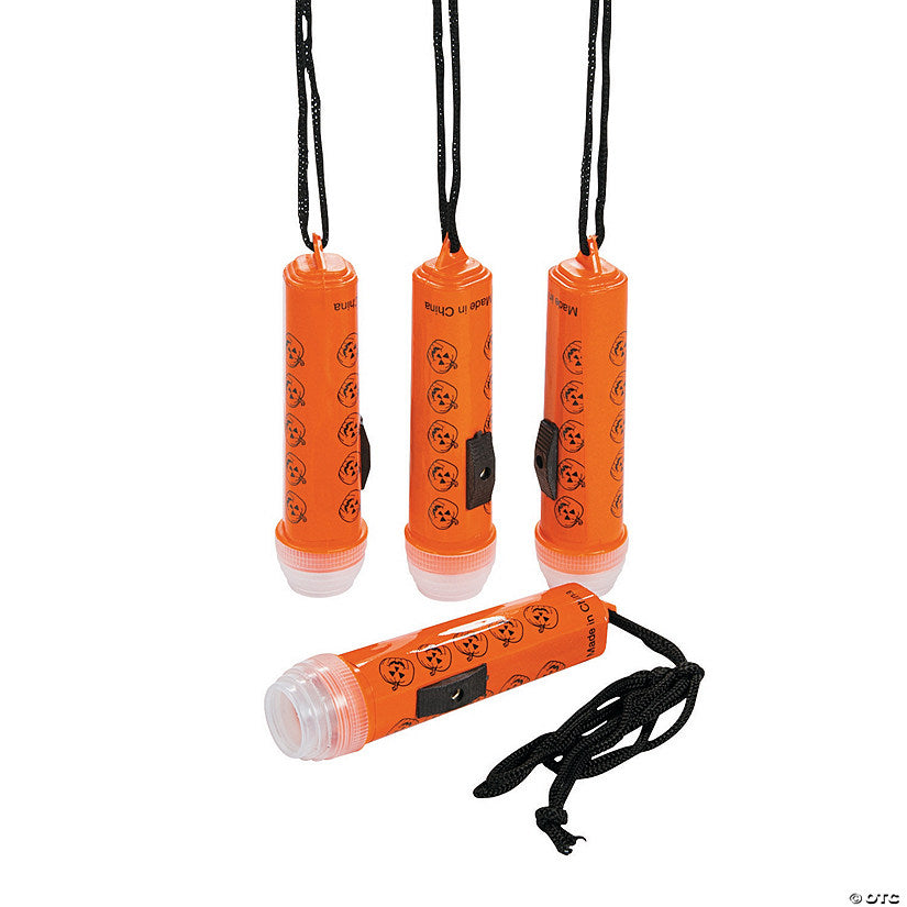 4" Mini Halloween Jack-O'-Lantern Plastic Flashlights on Breakaway Rope - 12 Pc. | USA Decoration®