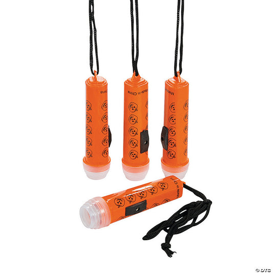 4" Mini Halloween Jack-O'-Lantern Plastic Flashlights on Breakaway Rope - 12 Pc. | USA Decoration®