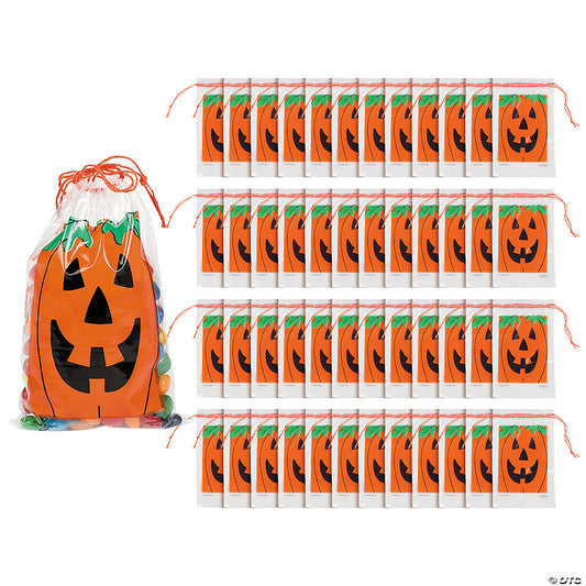 2 3/4" x 4" Bulk 144 Pc. Mini Jack-O’-Lantern Paper Drawstring Treat Bags halloween