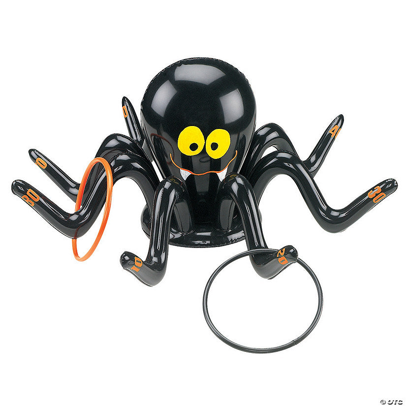 1 Set(s): 6 1/2" Inflatable Black and Orange Smiling Spider Ring Toss Game | USA Decoration®