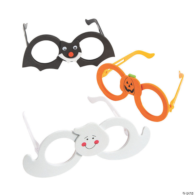 Per Dozen: 5" - 6 3/4" Goofy Halloween Icon Character Plastic & Foam Glasses - 12 Pc. | USA Decoration®