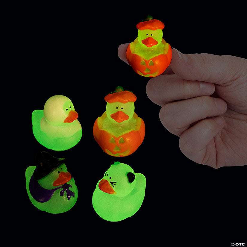 1" Mini Glow-in-the-Dark Halloween Rubber Ducks - 24 Pc. | USA Decoration®