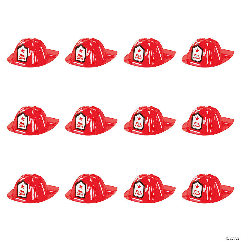 22" Kids Blazing Red Plastic Fire Chief Hats - 12 Pc. | USA Decoration®