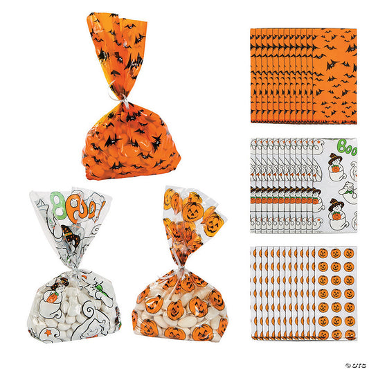 36 Piece(s): 5" x 11" Spooky Halloween Cellophane Bag Assortment - 36 Pc. | USA Decoration®