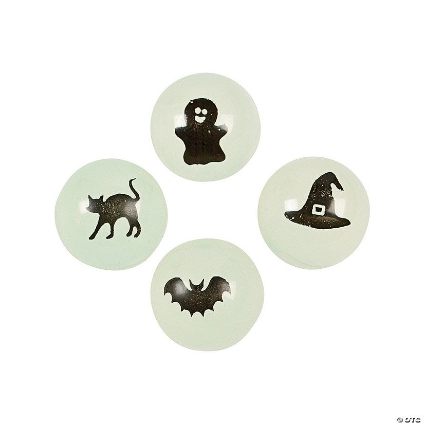 1" Bulk 48 Pc. Mini Glow-in-the-Dark Halloween Rubber Bouncy Ball Assortment | USA Decoration®