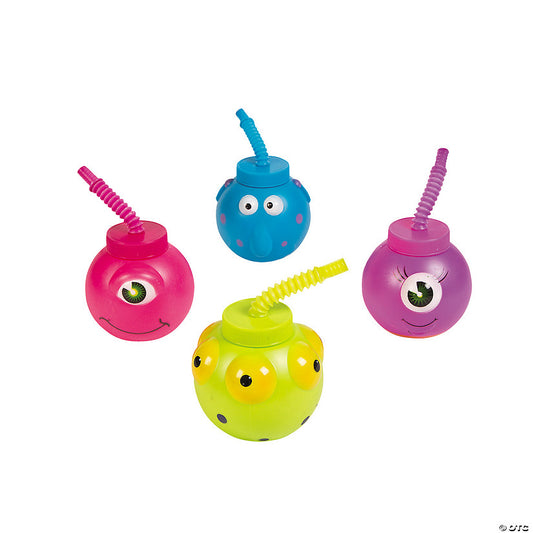 14 oz. Monster Reusable BPA-Free Plastic Cups with Lids & Straws - 12 Ct. | USA Decoration®