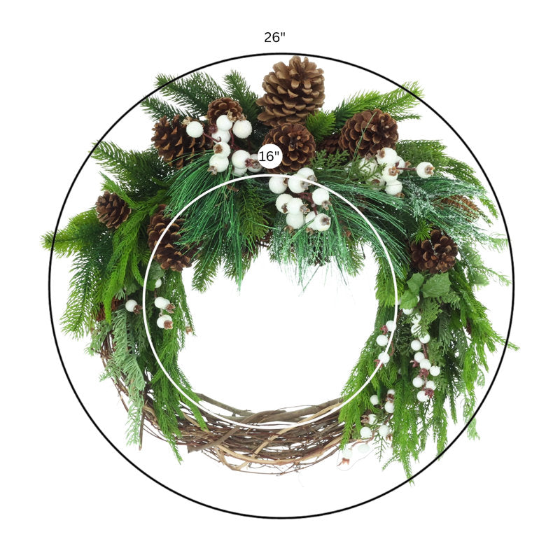 30" Artificial Pine Christmas Wreath as a festive door display