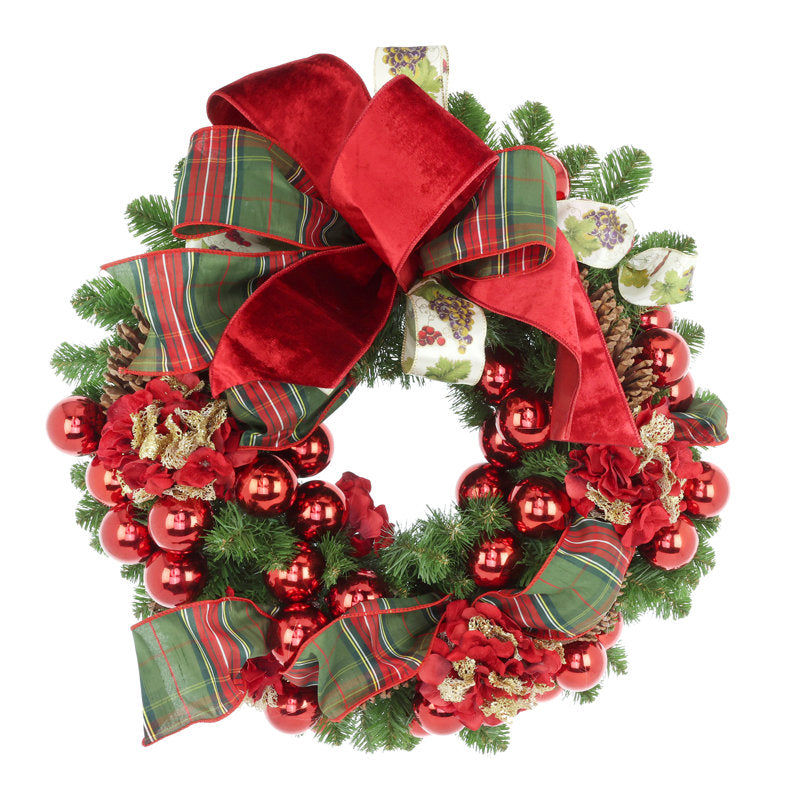 20" Christmas Wreath hung on a wooden door