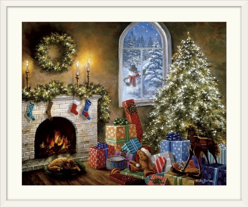 Christmas Art Not A Creature Was Stirring by Nicky Boehme Painting Print