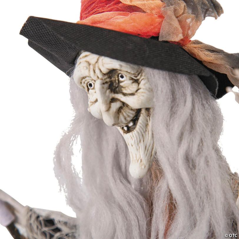 27 1/2" Hanging Witch with Hat & Broom Halloween Decoration