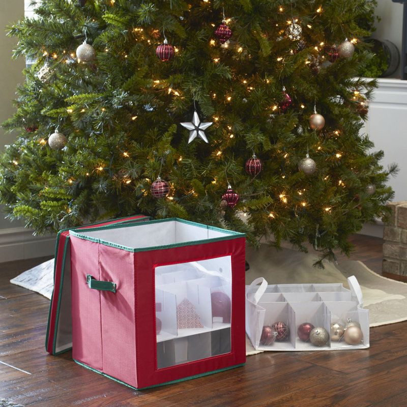 27â€‘Piece Ornament Storage Box with Clear Front Panel and Adjustable Dividers