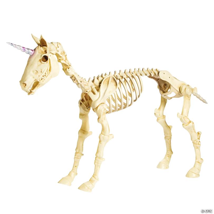 27" Unicorn Skeleton Plastic Halloween Decoration with Glowing Eyes