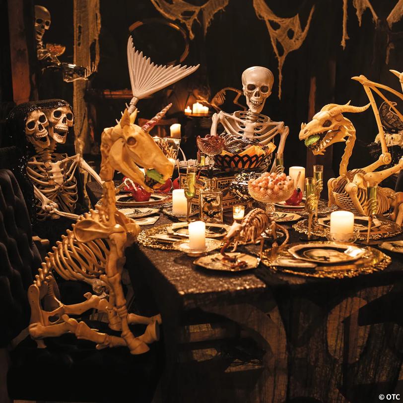 27" Unicorn Skeleton Plastic Halloween Decoration with Glowing Eyes