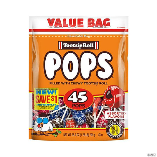 28.2 oz. Resealable Value Bag Tootsie Roll Pops - 45 Pc. | USA Decoration®
