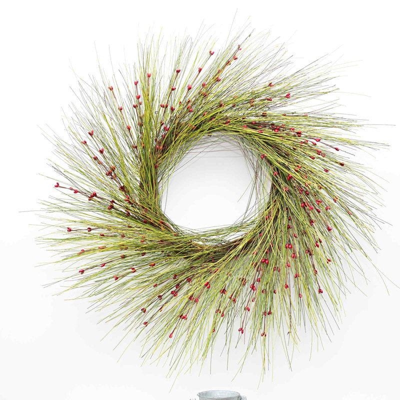 28" farmhouse Christmas wreath with berries