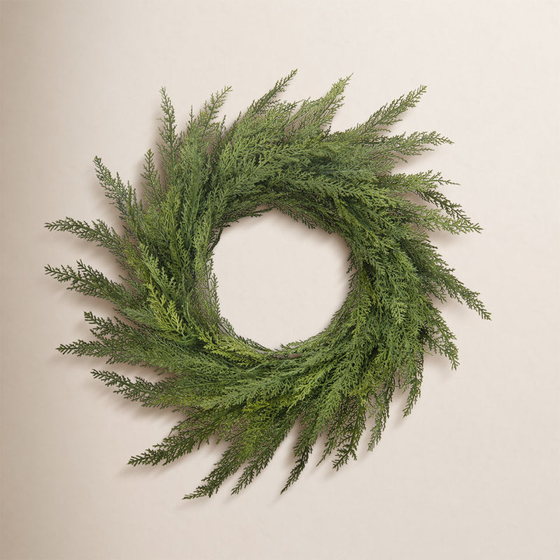 28" Cedar Christmas Wreath as a festive door display