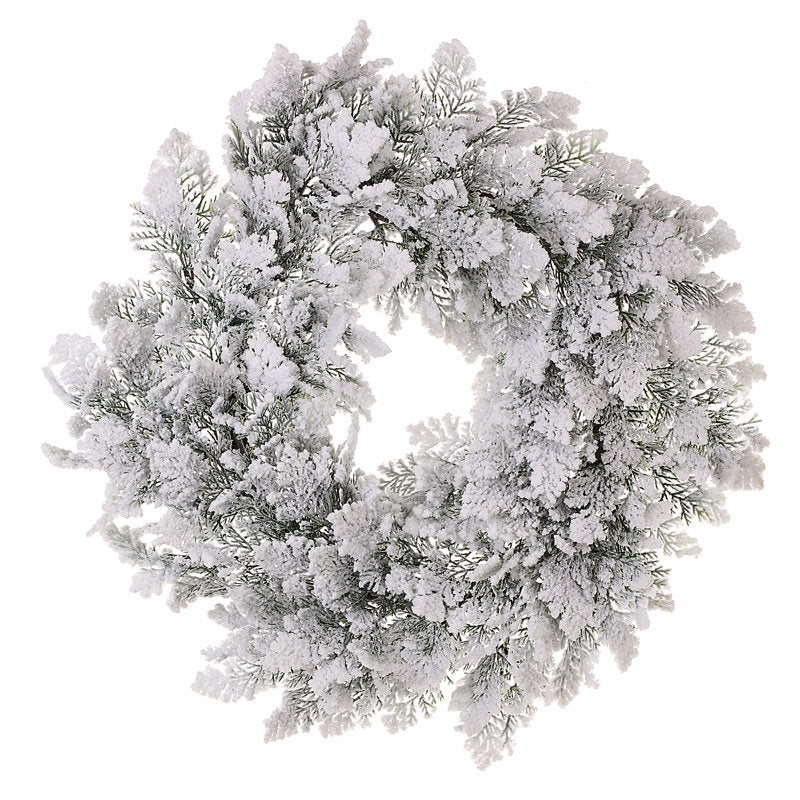 28" Cedar Christmas Wreath hung on a wooden door