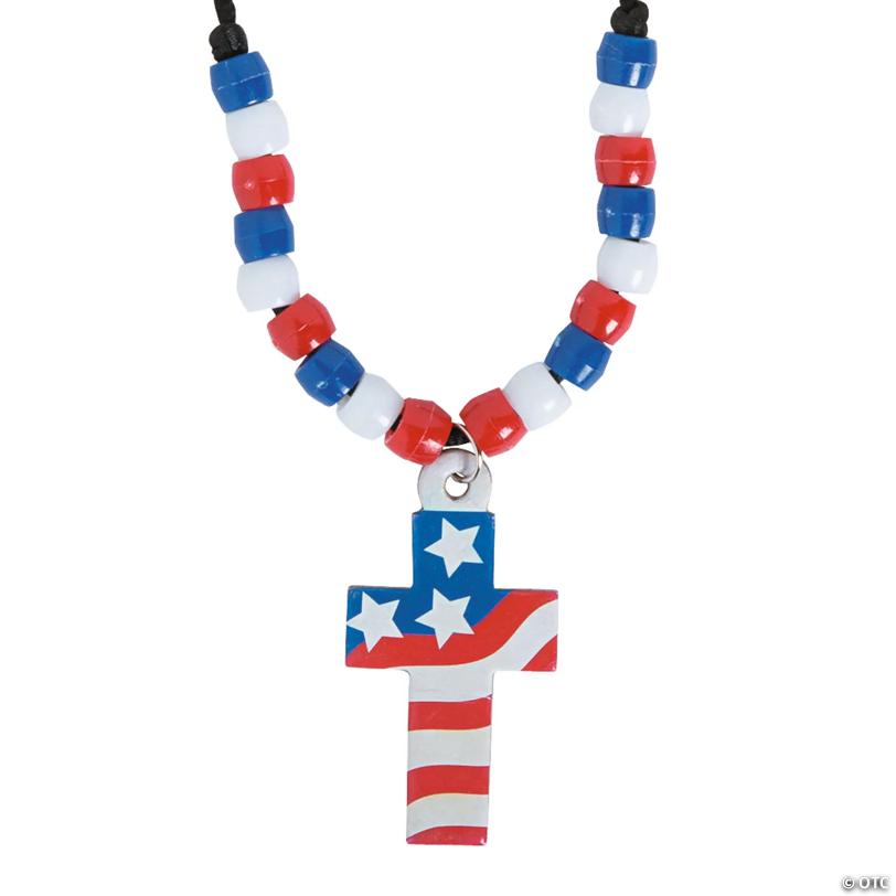 28" Cross with American Flag Necklace Craft Kit – Makes 12
