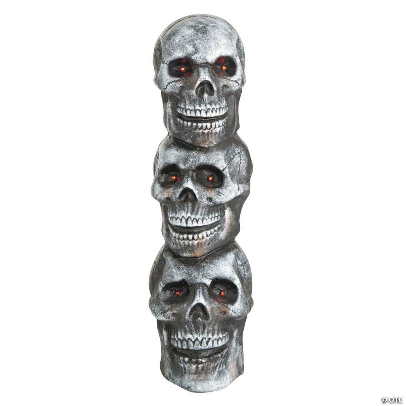 28" Light-Up LED Blow Mold Stack of Skulls Halloween Decoration