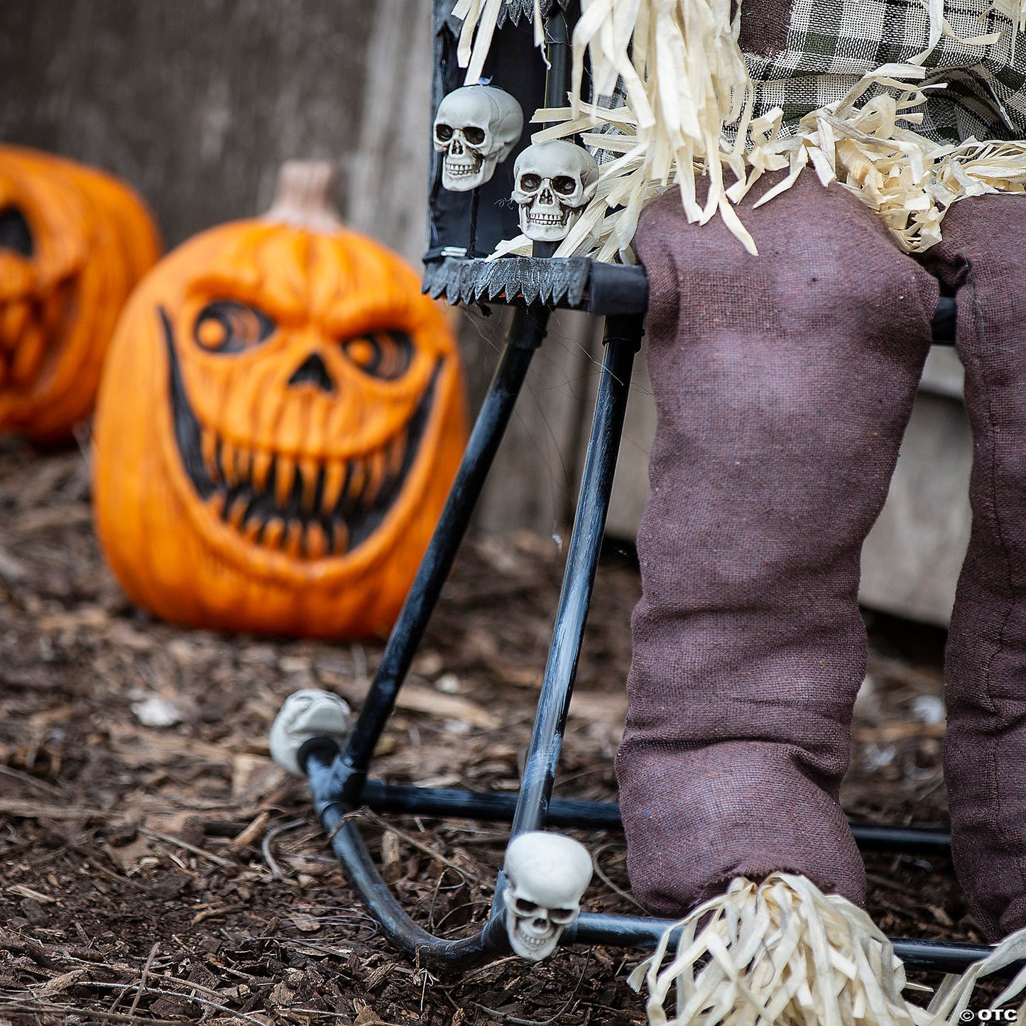 29 1/4" x 47 1/4" Animated Scarecrow on Rocking Chair Halloween Decoration | USA Decoration®