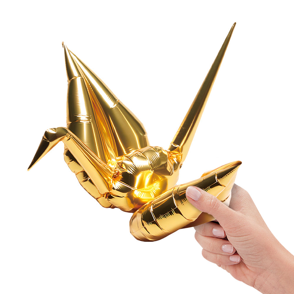 Origami Crane Foil Balloon 15 Inch Gold