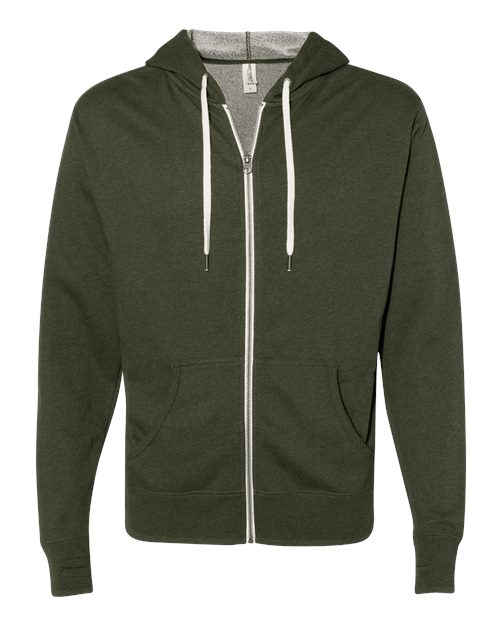 Heathered French Terry Full-Zip Hooded Sweatshirt | USA Decoration