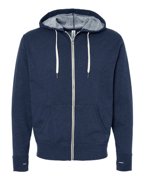 Heathered French Terry Full-Zip Hooded Sweatshirt | USA Decoration