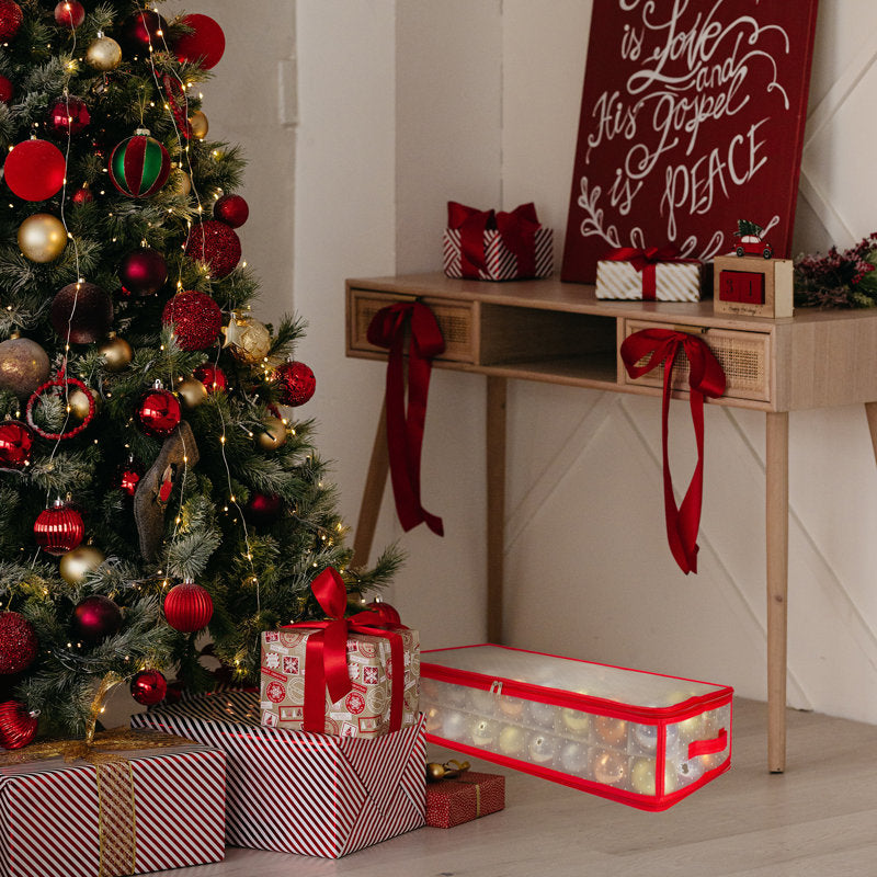 29" Transparent Zip Up Christmas Storage Box- Holds 80 Ornaments