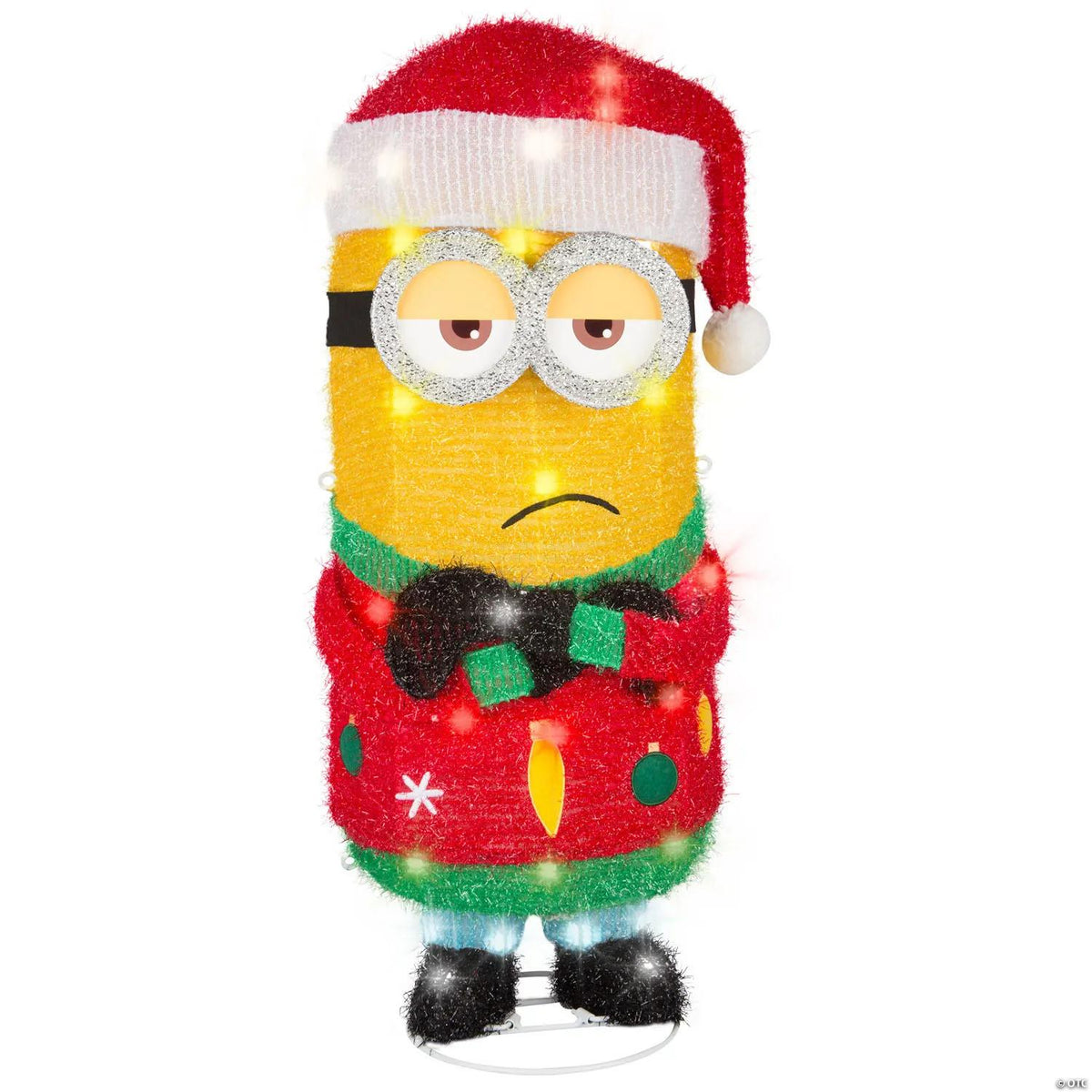 29" Light-Up Minions™ Kevin in Santa Hat 3D Holiday Tinsel Sculpture Christmas Yard Decoration