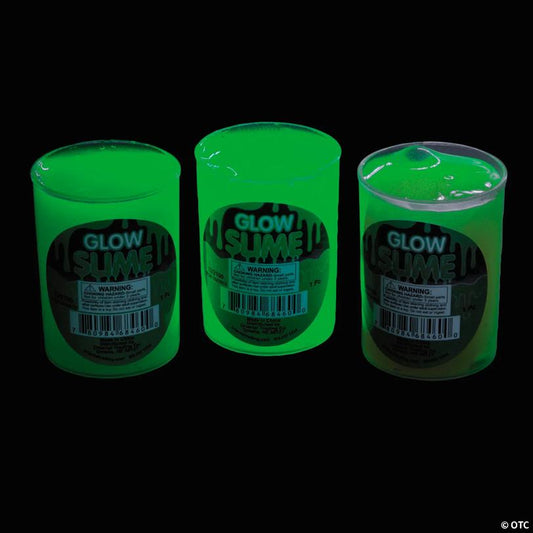 2 1/2" Assorted Color Glow-in-the-Dark Slime in Plastic Containers - 12 Pc.