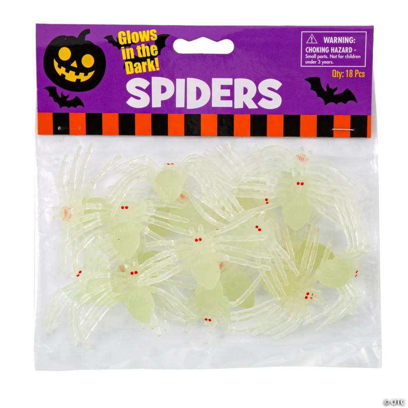 2 1/2" Bulk 108 Pc. Classic Glow-in-the-Dark Plastic Spiders