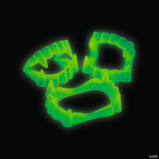 2 1/2" Bulk 72 Pc. Glow-in-the-Dark BPA-Free Plastic Fangs Vampire Teeth