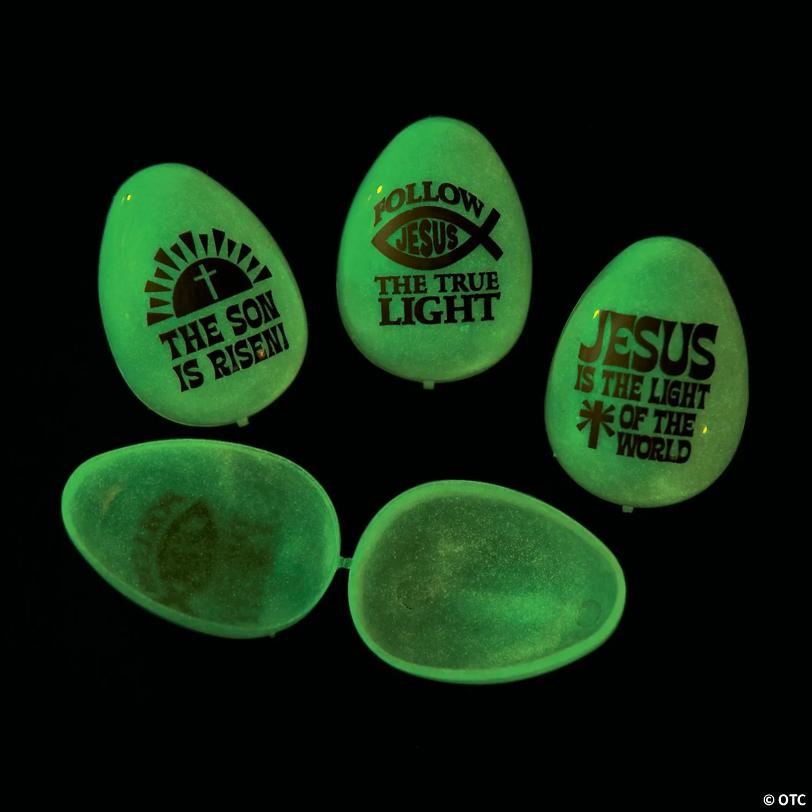 2 1/2" Bulk 72 Pc. Jesus is the Light Glow-in-the-Dark Plastic Easter Eggs